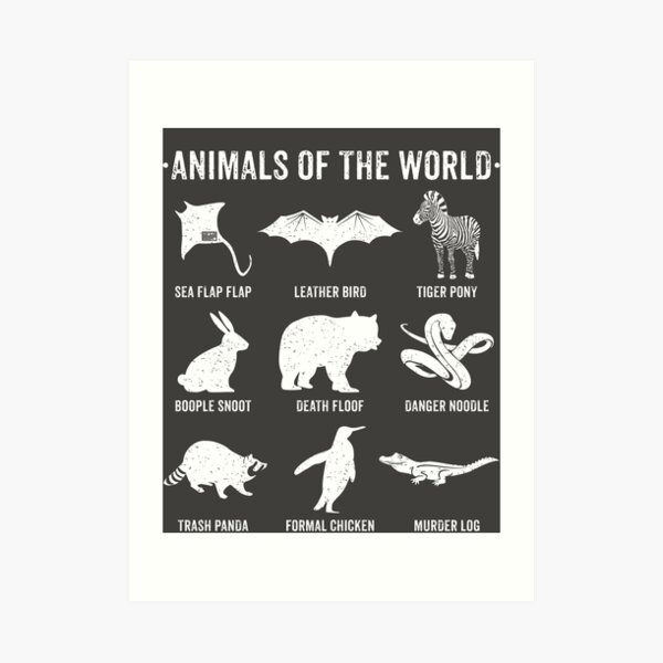 Simple Vintage Humor Funny Rare Animals of the World Art Print