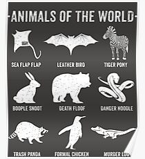 Einfache Vintage Humor Lustige seltene Tiere der Welt Poster