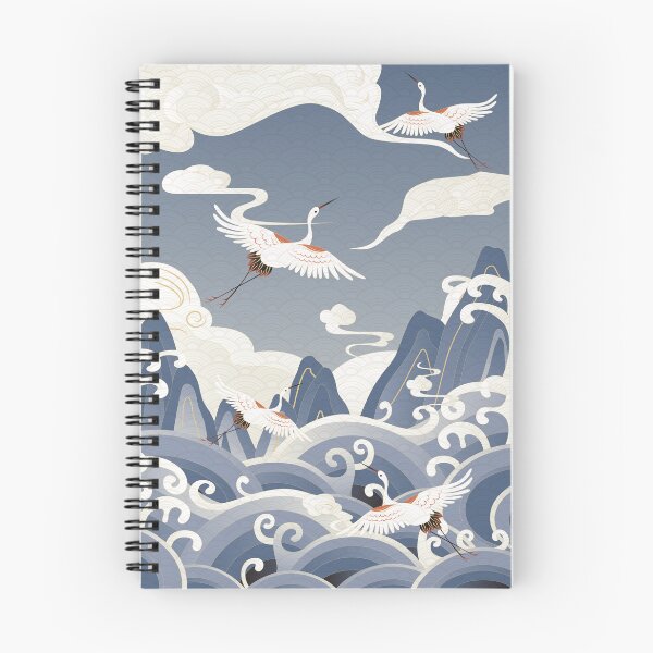 Item preview, auspicious sea waves alpine auspicious clouds crane designed and sold by UnaWu533.