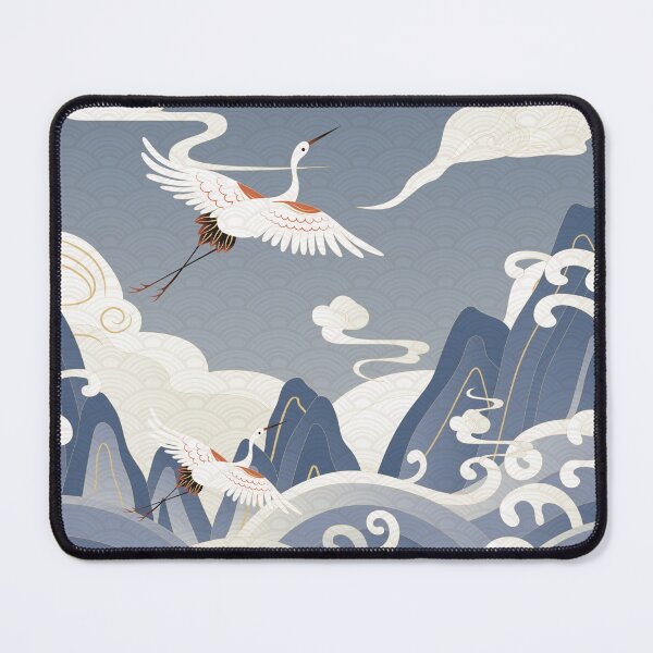 Item preview, auspicious sea waves alpine auspicious clouds crane designed and sold by UnaWu533.