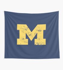 Vintage Michigan Block M Yellow Wall Tapestry