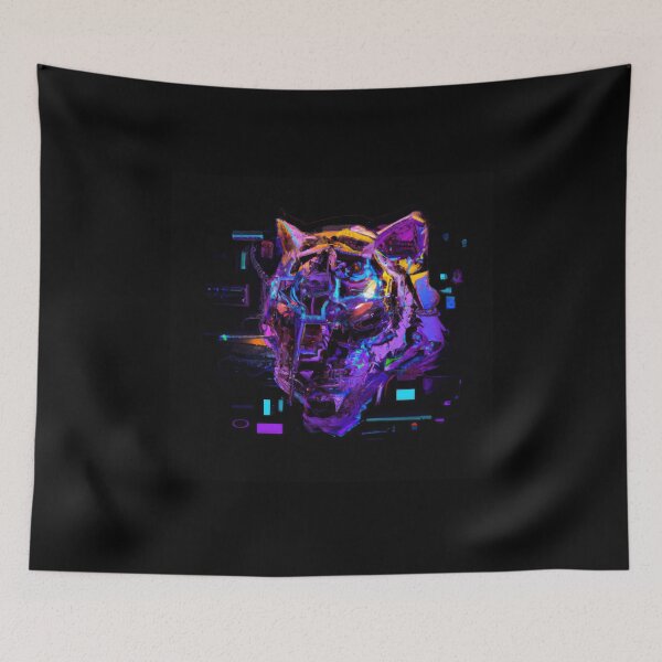 Item preview, The Tiger Beyond Time A Neon sci-fi Portrait designed and sold by Cosmic-graphics.