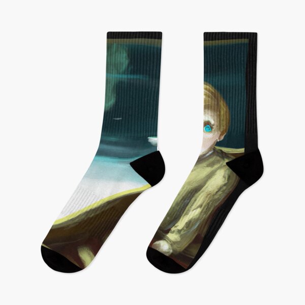Item preview, Creepy boy in a boat by the ocean at night designed and sold by bruhnopestore.