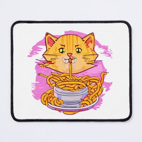 Item preview, Cat Eating Spaghetti Meme Retroanime Style Colorful designed and sold by MoStorish.