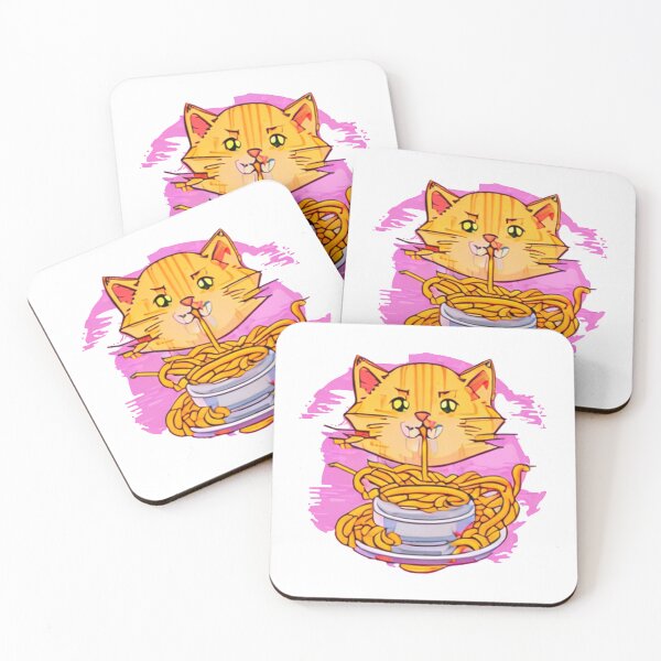 Item preview, Cat Eating Spaghetti Meme Retroanime Style Colorful designed and sold by MoStorish.