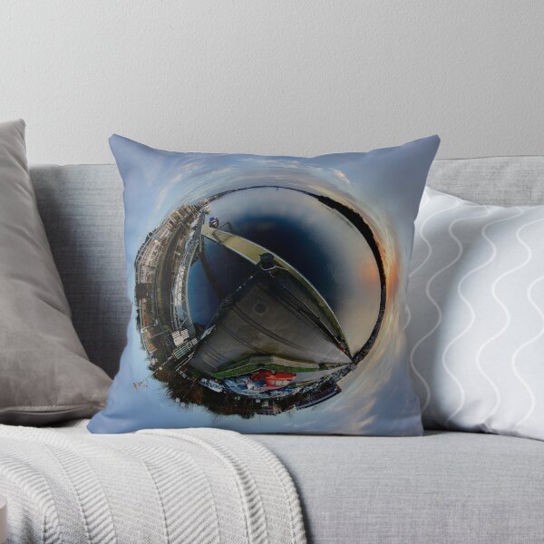 Foyle Marina at Dawn, Stereographic Throw Pillow