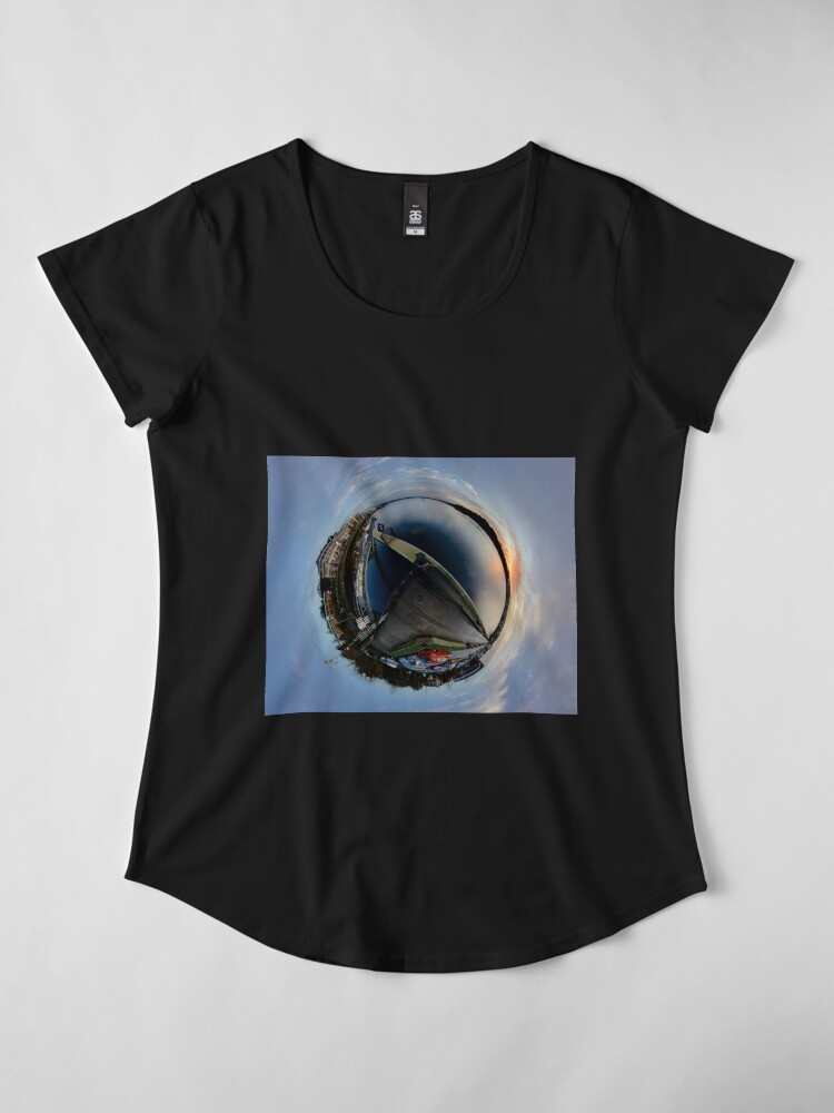 Alternate view of Foyle Marina at Dawn, Stereographic Premium Scoop T-Shirt