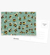 Funny bees, seamless pattern Postcards