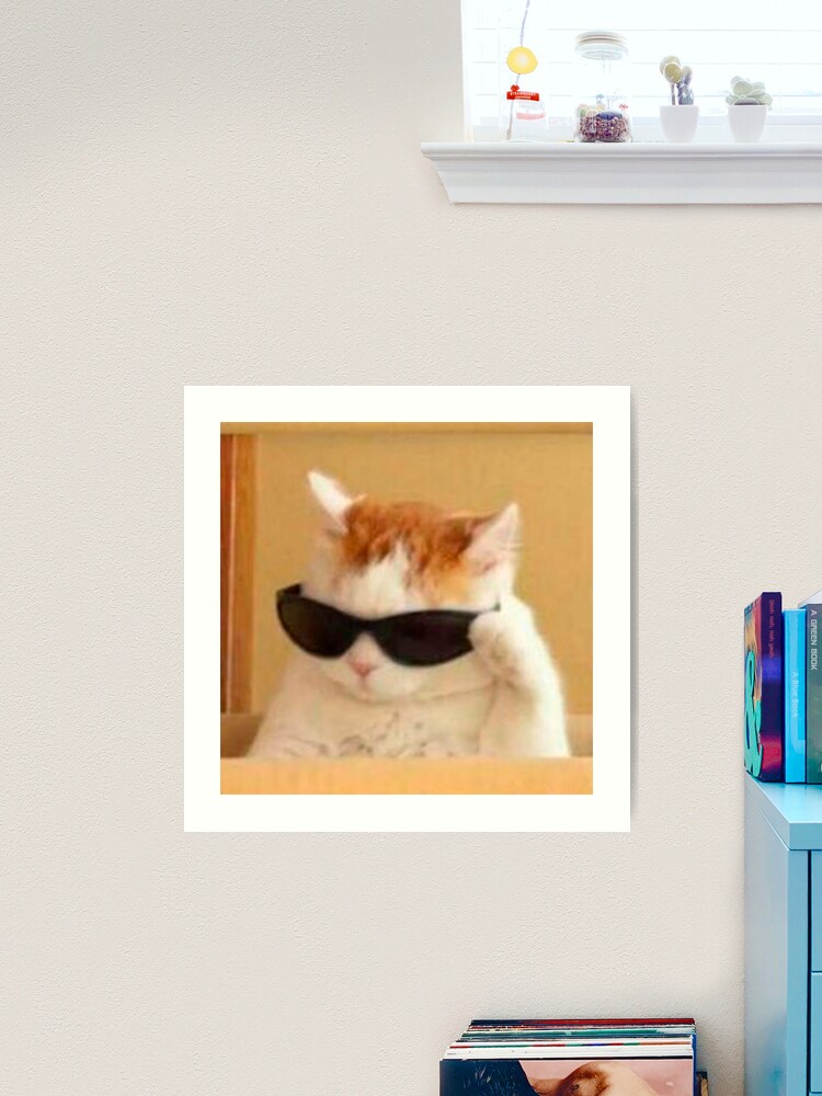 cat with glasses meme Art Board Print by valwerty