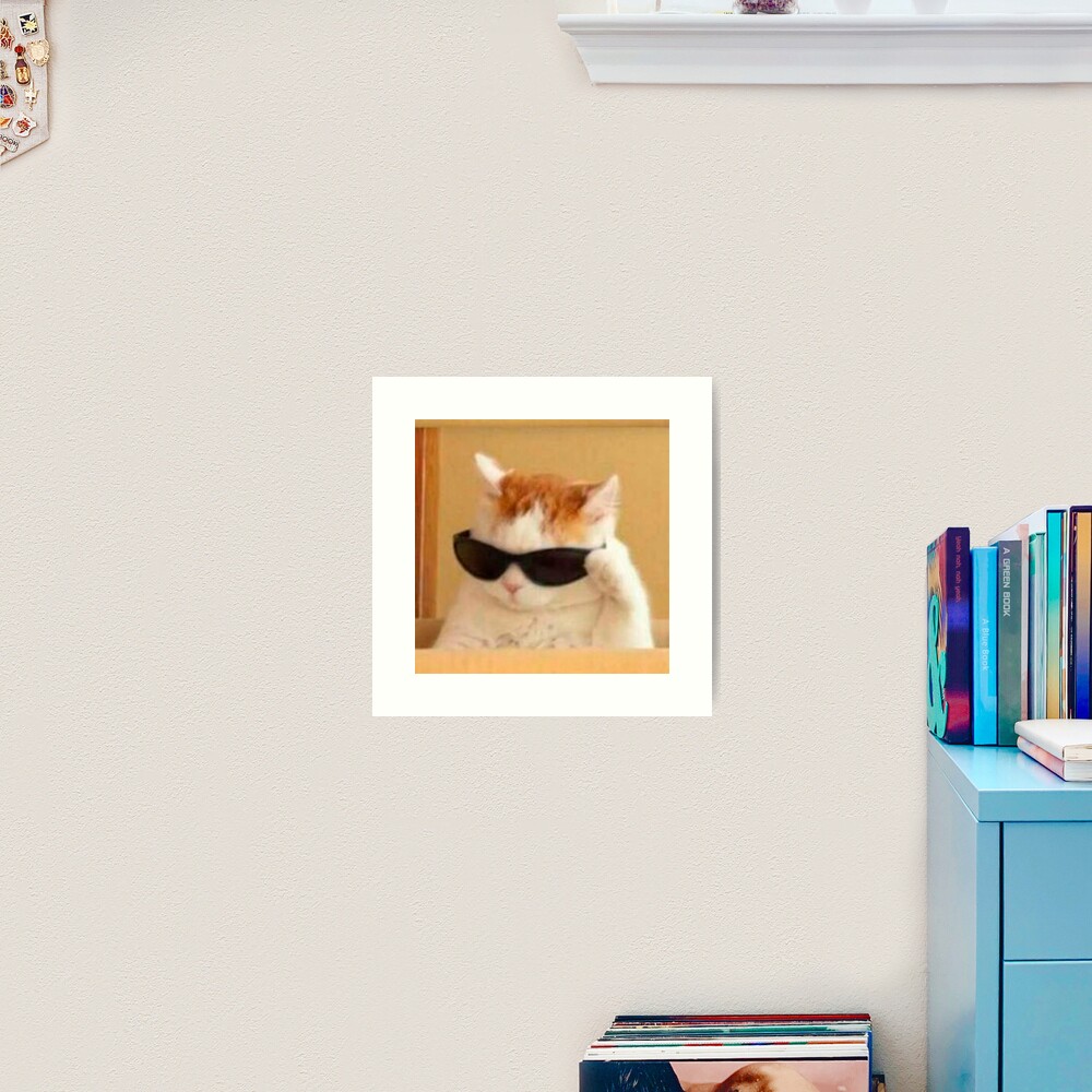 cat with glasses meme Art Board Print by valwerty