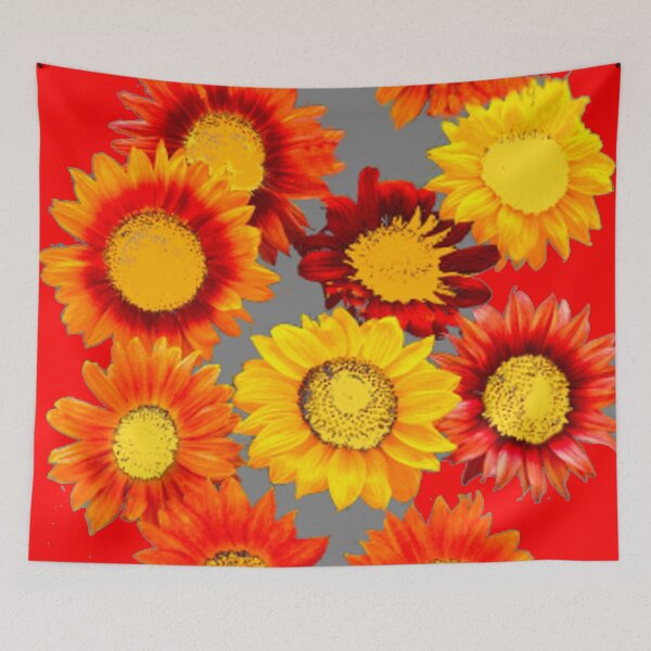 Item preview, SUNFLOWER PATTERNS GREY-RED ABSTRACT ART designed and sold by sharlesart.