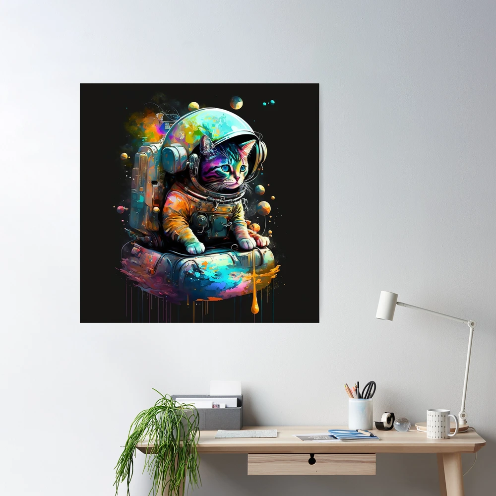 Astronaut Rides Space Cat - Jensen Art Co - Paintings & Prints