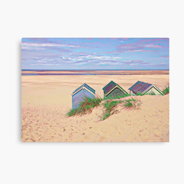Item preview, Holkham Beach Huts Throw Pillow designed and sold by MyriadLifePhoto.