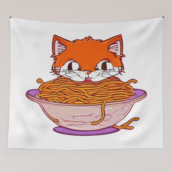 Item preview, Retroanime Cat Eating Spaghetti Meme Foodie Gift designed and sold by MoStorish.