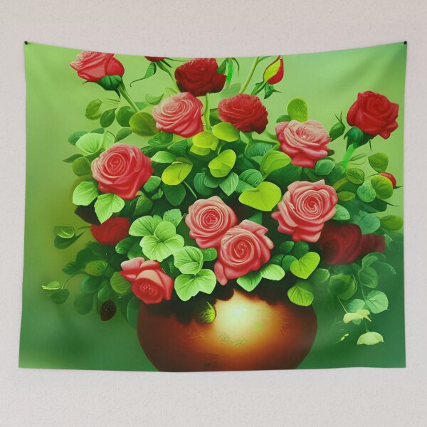 Item preview, Red Roses in Vase and Green designed and sold by asurtiumgreen.