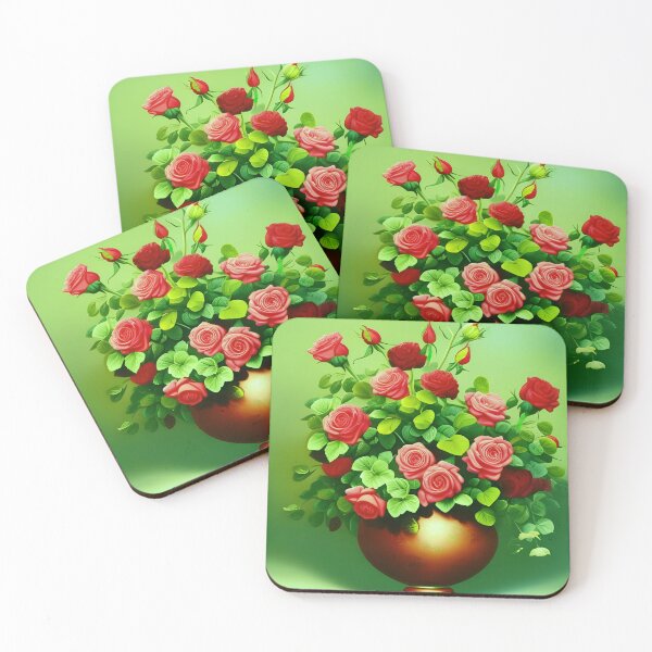 Item preview, Red Roses in Vase and Green designed and sold by asurtiumgreen.