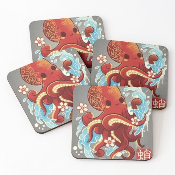 Item preview, Metal Poster Displate "Japanese Octopus Kawaii designed and sold by Sameart ⭐⭐⭐⭐⭐.