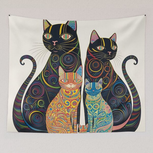 Item preview, Beautiful Cat Family Art designed and sold by destinykrainbow.