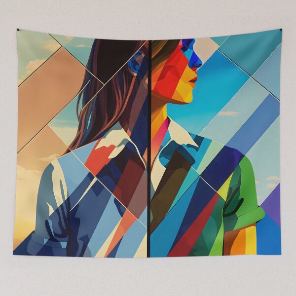 Item preview, Colorful Girl Side Profile Art designed and sold by destinykrainbow.