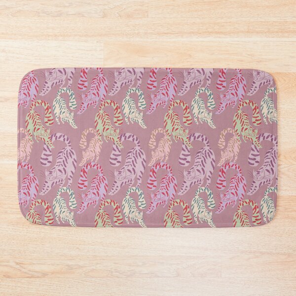 Item preview, Colorful Retro Tigers Pattern In Muted Colors Deep Pink designed and sold by scorpiolane.