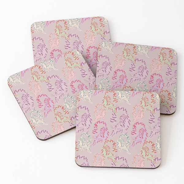 Item preview, Colorful Retro Tigers Pattern In Muted Colors Gray Pink designed and sold by scorpiolane.