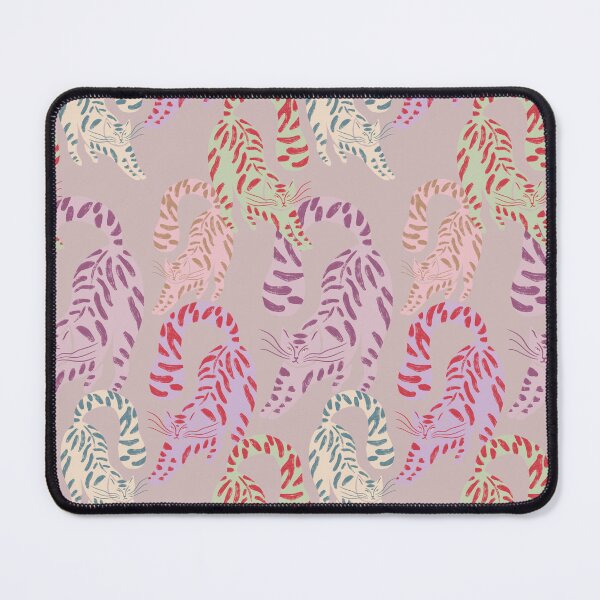Item preview, Colorful Retro Tigers Pattern In Muted Colors Gray Pink designed and sold by scorpiolane.