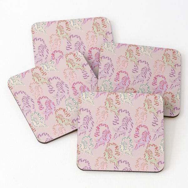 Item preview, Colorful Retro Tigers Pattern In Muted Colors Pale Pink designed and sold by scorpiolane.