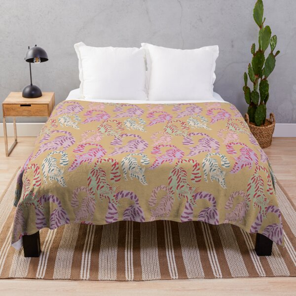 Item preview, Colorful Retro Tigers Pattern In Muted Colors Honey Yellow designed and sold by scorpiolane.