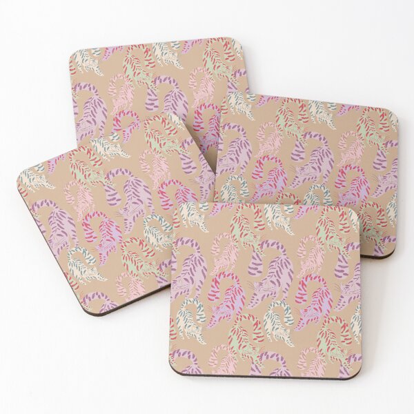 Item preview, Colorful Retro Tigers Pattern In Muted Colors Peach Yellow designed and sold by scorpiolane.