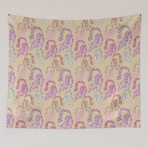 Item preview, Colorful Retro Tigers Pattern In Muted Colors Yellow designed and sold by scorpiolane.