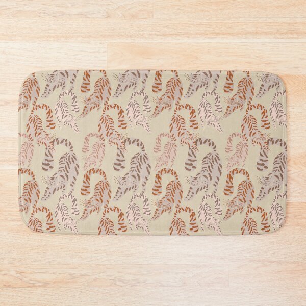 Item preview, Colorful Retro Tigers Pattern In Muted Colors Brown & Muted Yellow designed and sold by scorpiolane.