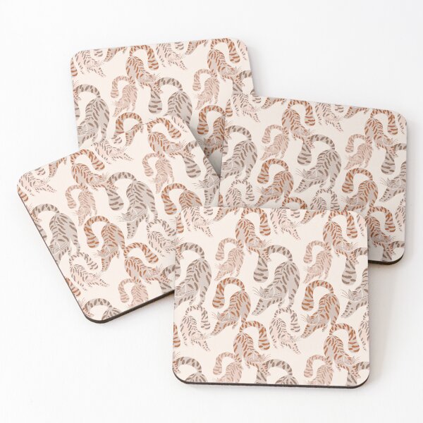 Item preview, Colorful Retro Tigers Pattern In Muted Colors Cream & Brown designed and sold by scorpiolane.