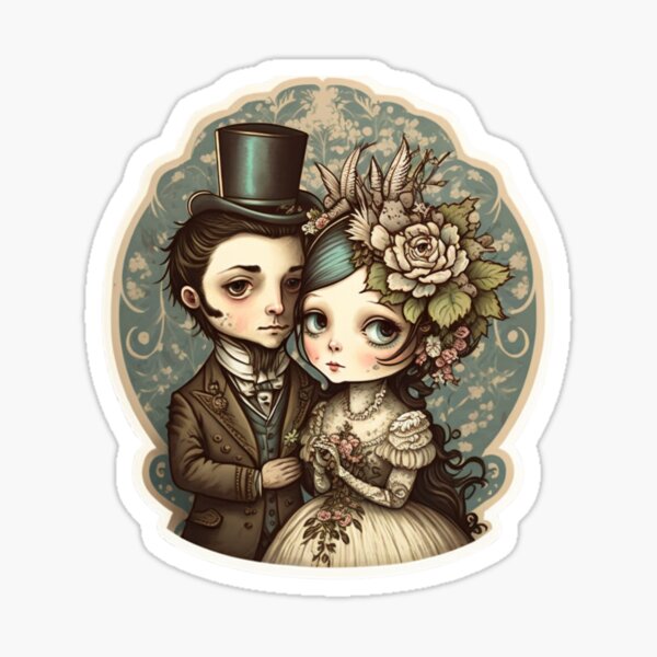 Item preview, romantic dreamy Victorian Wedding Couple designed and sold by LuckyRonin.