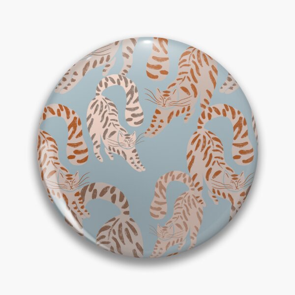 Item preview, Colorful Retro Tigers Pattern In Muted Colors Deep Blue & Brown designed and sold by scorpiolane.