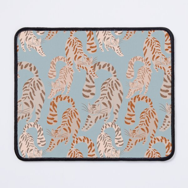 Item preview, Colorful Retro Tigers Pattern In Muted Colors Deep Blue & Brown designed and sold by scorpiolane.