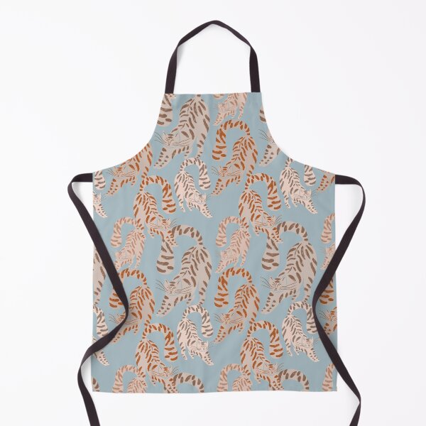 Item preview, Colorful Retro Tigers Pattern In Muted Colors Deep Blue & Brown designed and sold by scorpiolane.