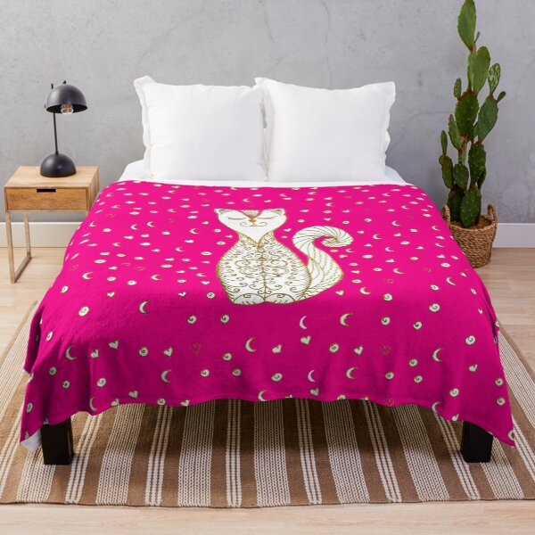 Item preview, Cute Happy Gold Cat on fuschia designed and sold by k9printart.