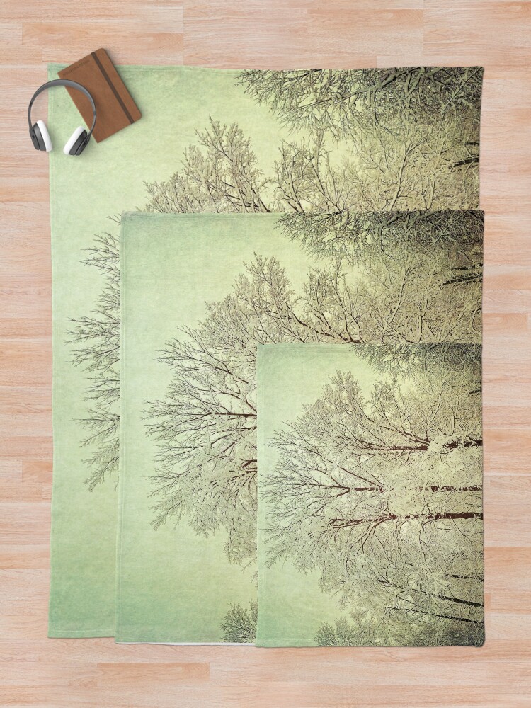 Thumbnail 5 of 6, Throw Blanket, Dreamy Snowy Trees 1 designed and sold by OneDayArt.