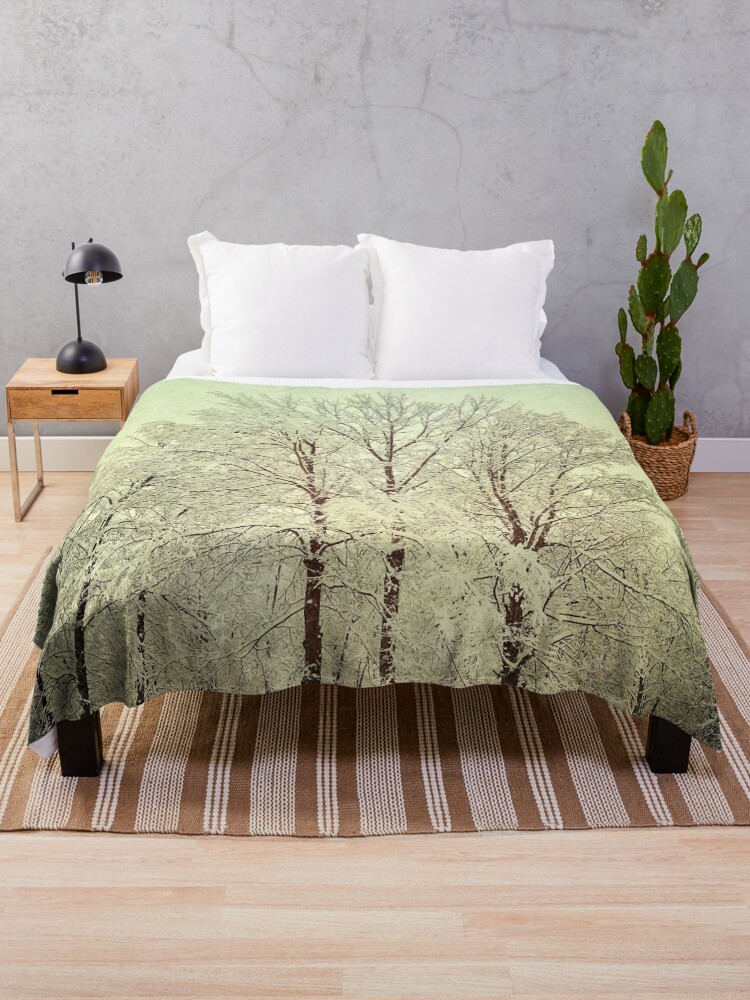 Thumbnail 1 of 6, Throw Blanket, Dreamy Snowy Trees 1 designed and sold by OneDayArt.