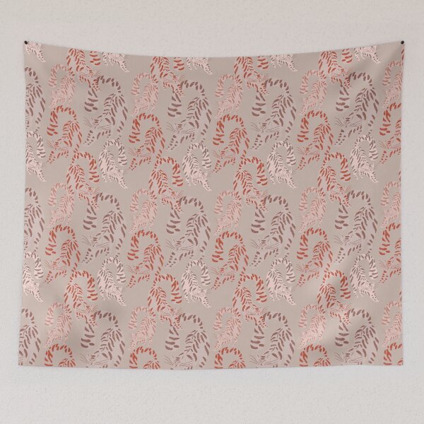 Item preview, Colorful Retro Tigers Pattern In Muted Colors Light & Dark Muted Orange designed and sold by scorpiolane.