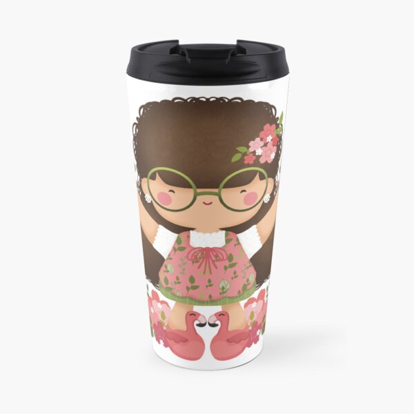 Flamingo Flowers Pinky Floral Cutie Girl Travel Coffee Mug