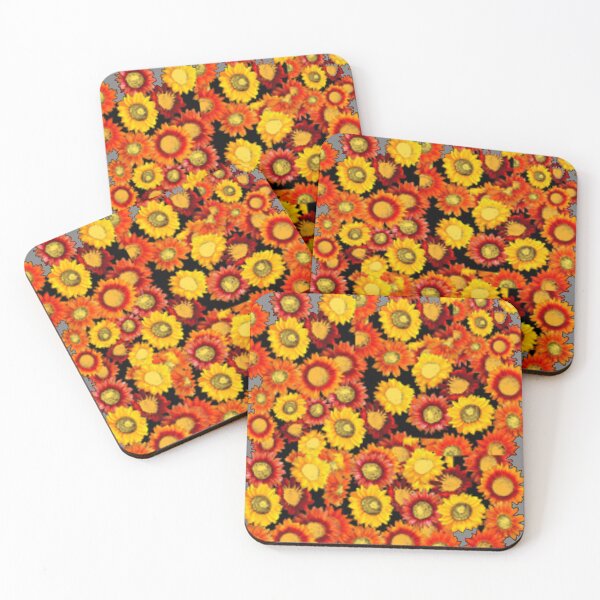 Item preview, MULTI SUN FLOWERS PATTERN  BLACK- GREY COLOR ART designed and sold by sharlesart.