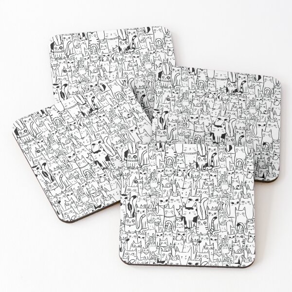 Item preview, Black and White Funny Cat Pattern designed and sold by MoonlightMoth.