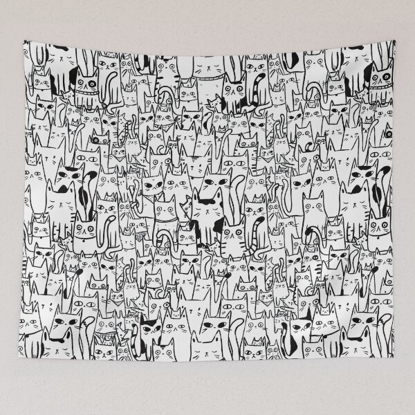 Item preview, Black and White Funny Cat Pattern designed and sold by MoonlightMoth.