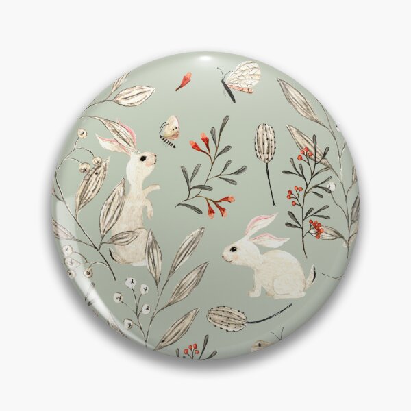 Item preview, Bunnies - dusky green designed and sold by Katherine Quinn Illustration.