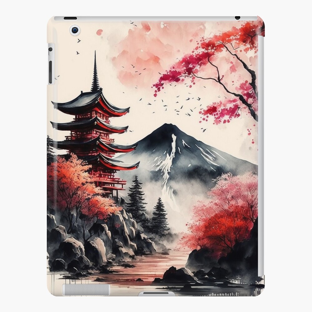 Japanese Landscape Watercolor - chimpanzky - Digital Art