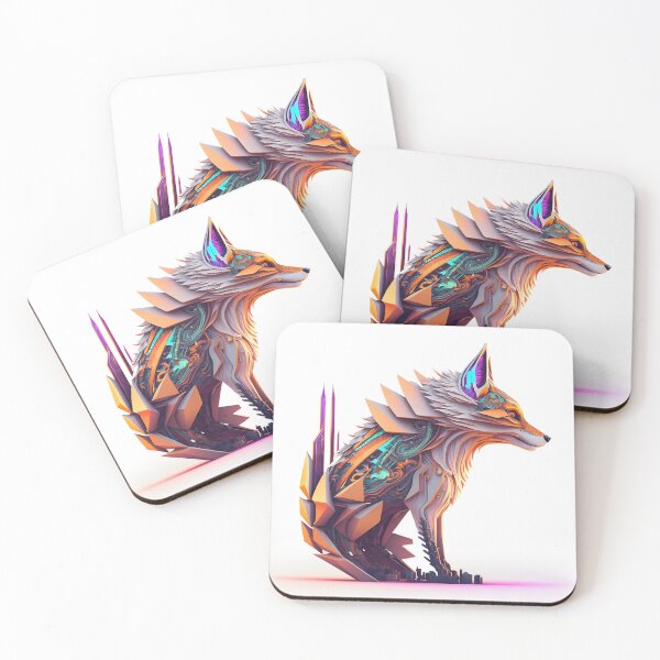 Item preview, Retro Futuristic Fox 4K print professionally illustrated designed and sold by sanzeNofficial.