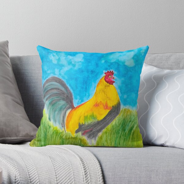 Kaua`i Rooster - Alcohol Ink Painting Throw Pillow