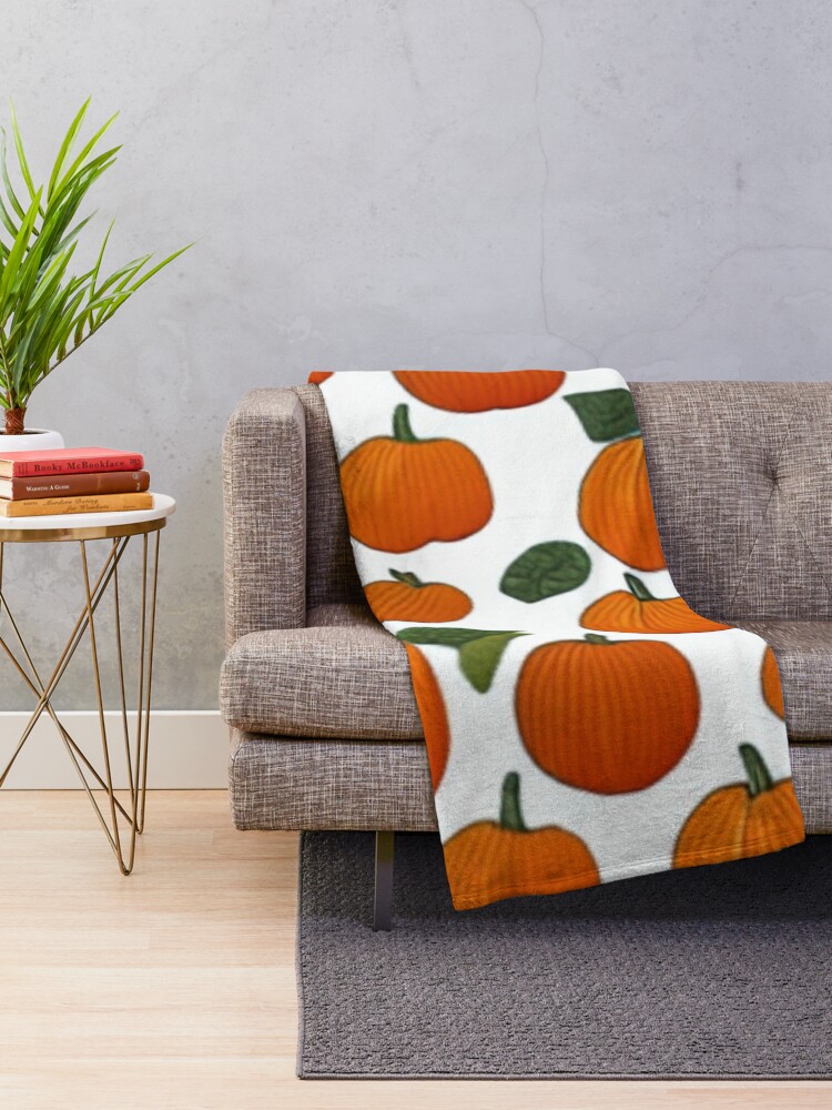 Disover Orange Pumpkin Pattern Throw Blanket