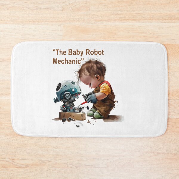 Item preview, "The Baby Robot Mechanic" "Future robot repairman" Funny cute futuristic cartoons for gifts designed and sold by The Commitment.